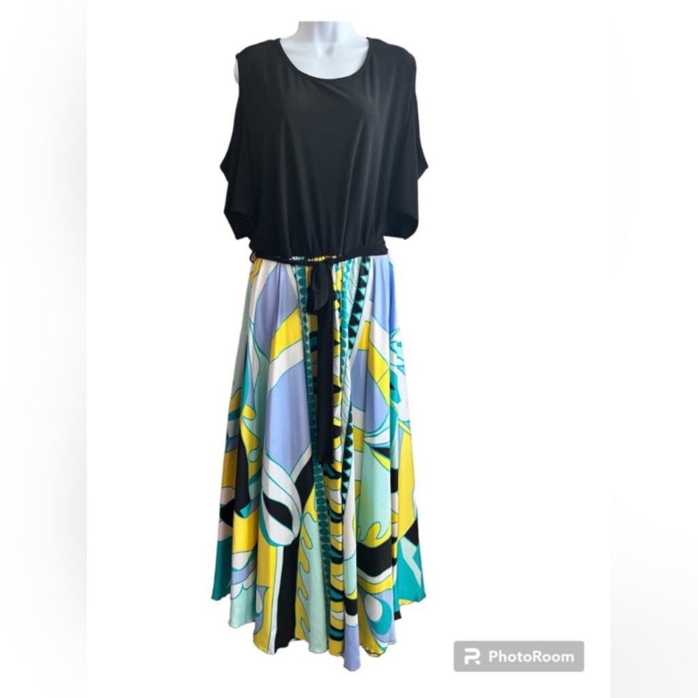 Ashley Stewart Belted Cold Shoulder Empire Dress